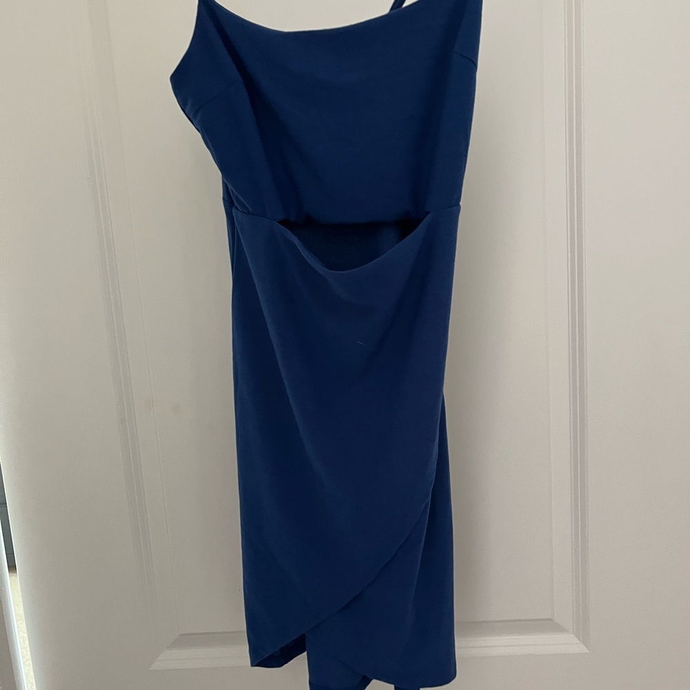 Heart & Hips Blue Asymmetrical One Shoulder Mini Dress